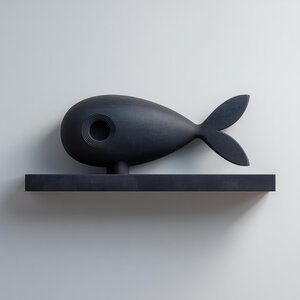 3D Printed Fish Wall Shelf | Minimal Submarine Inspired Floating Ledge | Ocean Theme Decor Accent for Cozy Bedroom Gaming Room Home Office