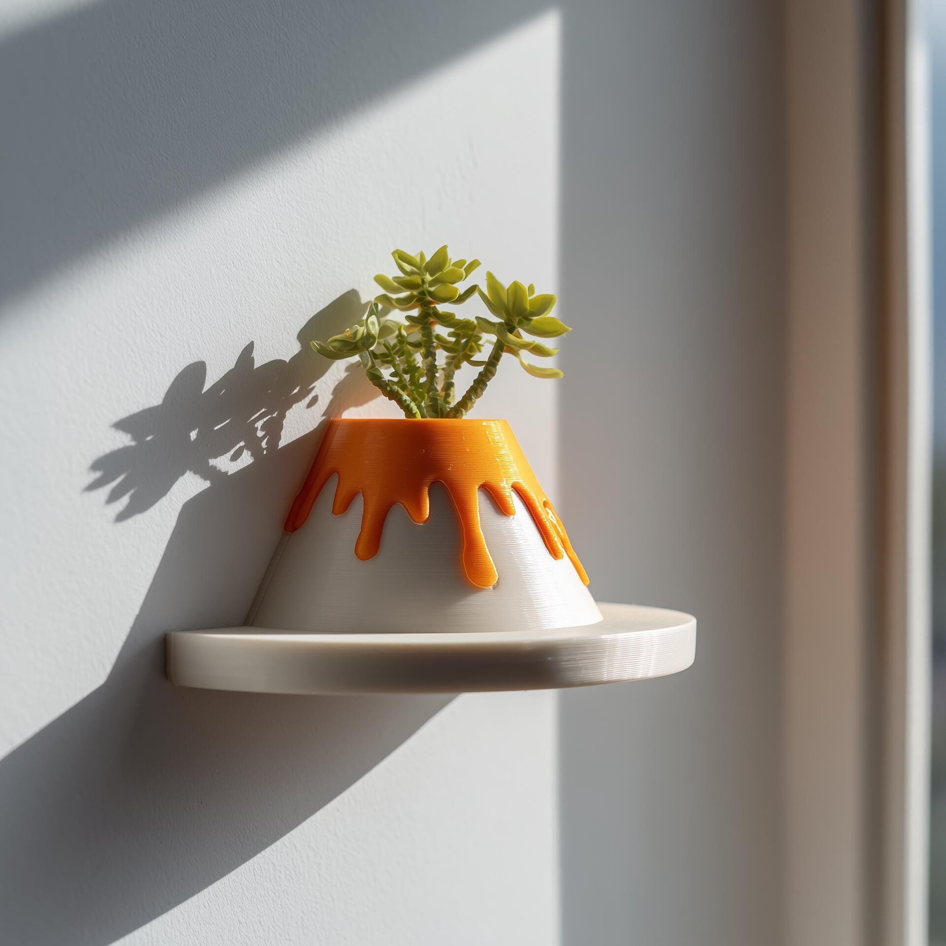 3D Printed Lava Volcano Planter | Floating Shelf for Succulents and Herbs | Bright Science Themed Accent for Nursery, Classroom and Home