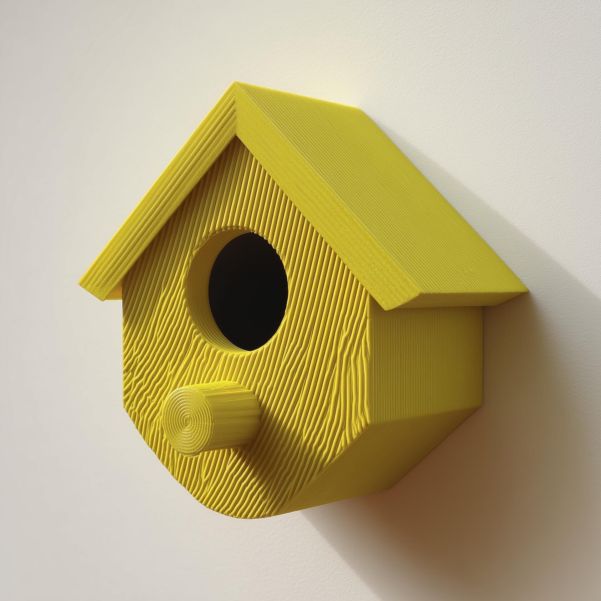 3D Printed Birdhouse Wall Decor with Removable Roof | Minimalist Bird House Sculpture with Perch for Hidden Key Storage and Entryway Accent