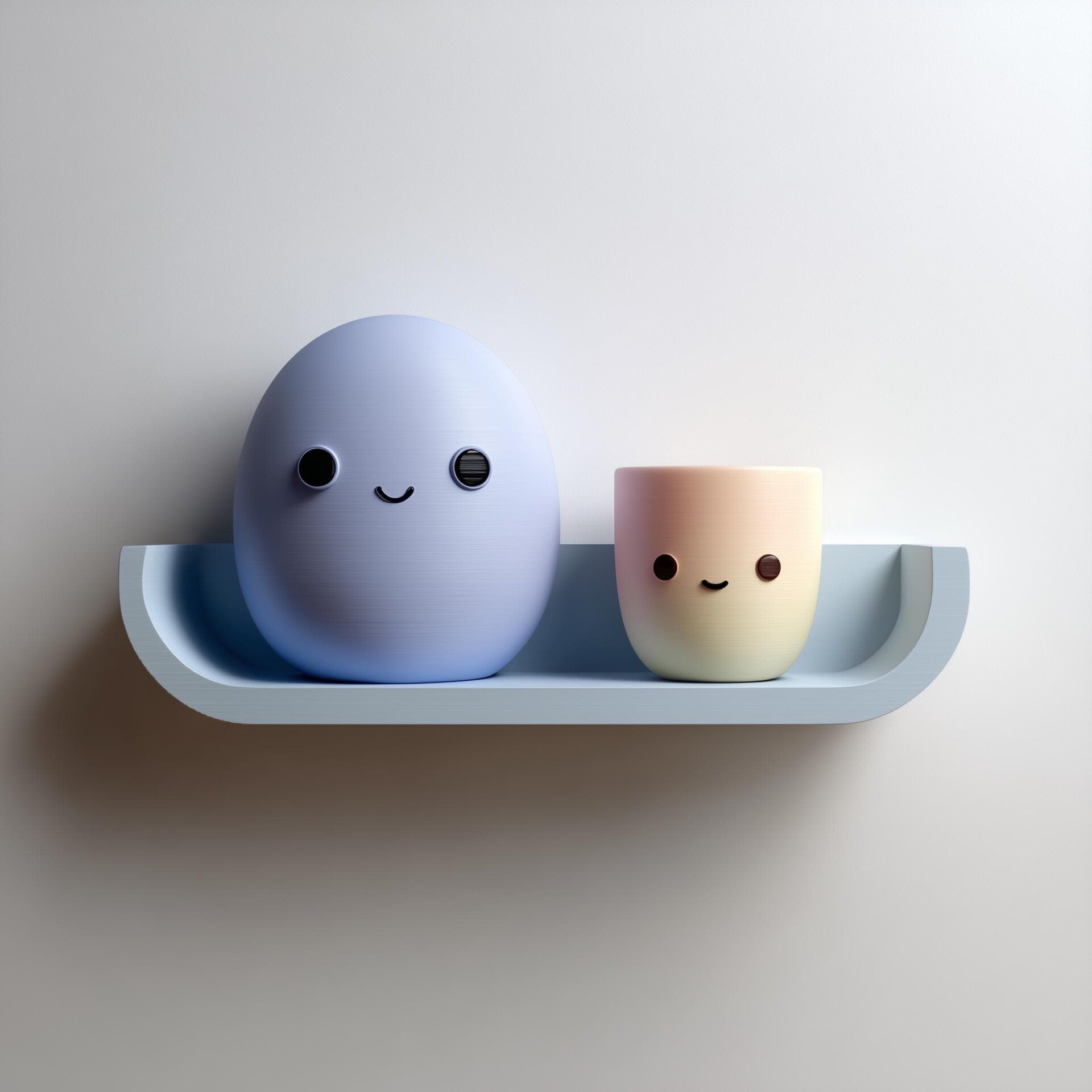3D Printed Egg Friends Wall Shelf | Minimal Character Floating Ledge Display | Cute Room Decor Accent for Kids Rooms and Cozy Home Interiors