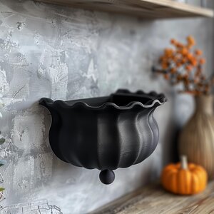 3D Printed Witch Cauldron Wall Shelf | Sculptural Floating Halloween Decor | Minimalist Spooky Accent for Modern Home Interiors and Offices