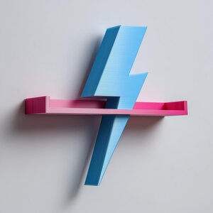 3D Printed Lightning Bolt Wall Shelf | Floating Ledge Display for Collectibles | Modern Wall Decor Accent for Kids Rooms Gaming and Offices