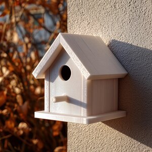 3D Printed Birdhouse Wall Decor with Hidden Storage | Modern Minimalist Bird House Sculpture with Removable Roof for Keys and Small Items