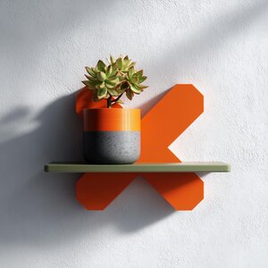 3D Printed Wall Shelf | Geometric X Form Floating Shelf | Modern Plant Display Shelf | Minimalist Decorative Shelf | Unique Wall Decor
