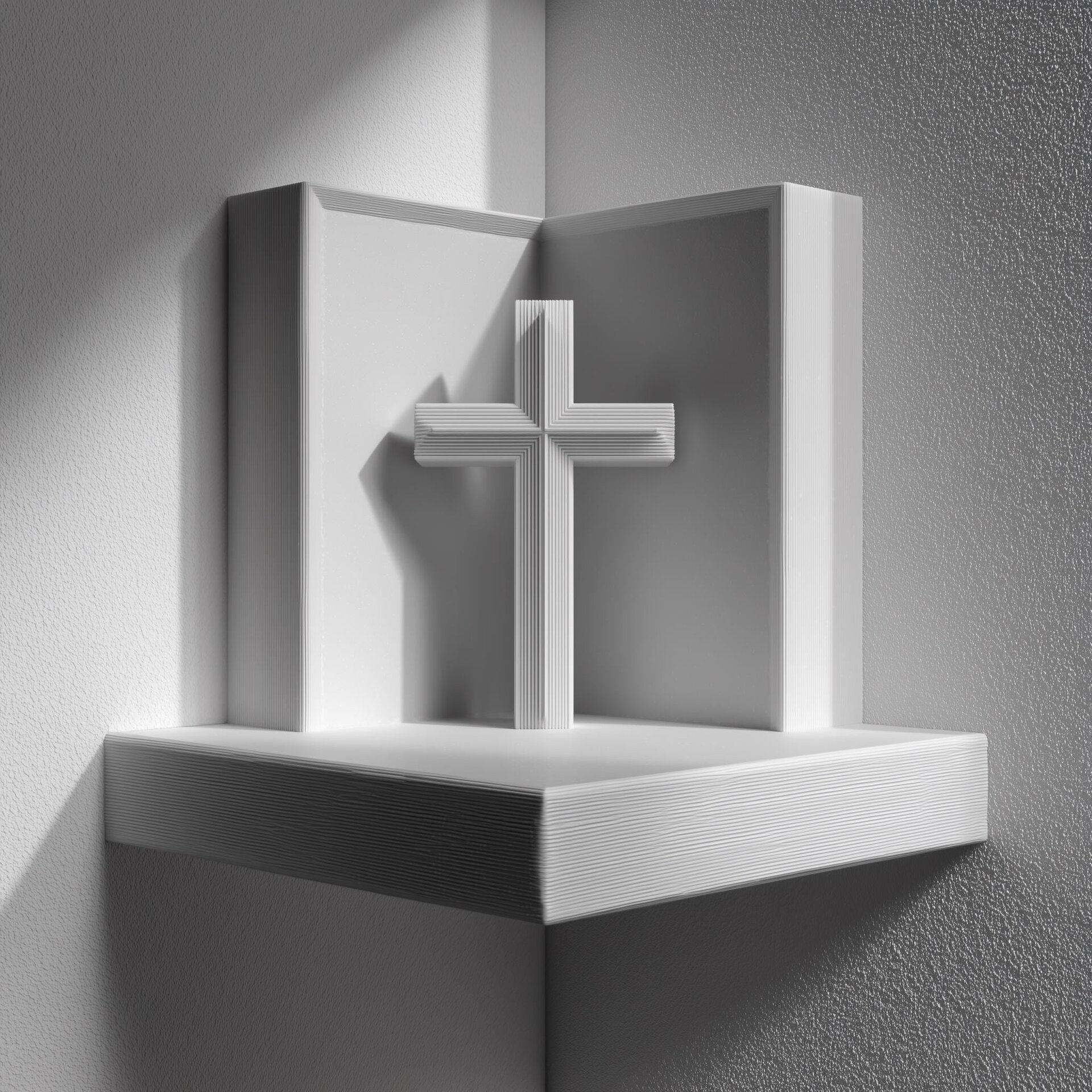 3D Printed Corner Prayer Wall Shelf | Minimal Cross Shrine Decor | Modern Home Altar Accent for Hallways Living Rooms and Cozy Interiors