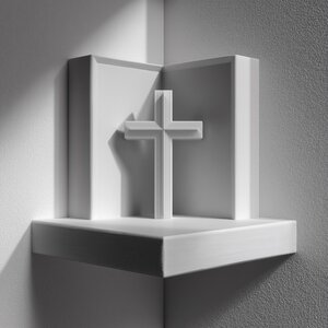 3D Printed Corner Prayer Wall Shelf | Minimal Cross Shrine Decor | Modern Home Altar Accent for Hallways Living Rooms and Cozy Interiors