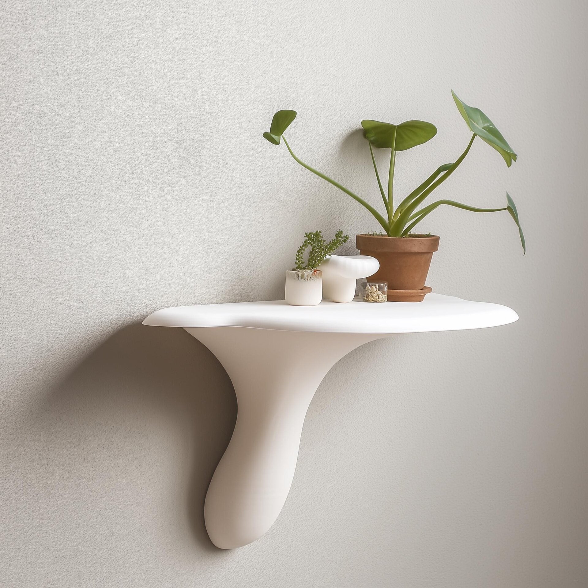 Minimalist Mushroom Wall Shelf | Artists Conk Inspired 3D Printed Shelf | Modern Organic Decor | White Floating Shelf for Plants Wall Accent