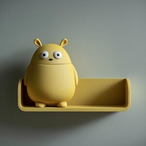 3D Printed Monster Wall Shelf | Minimal Character Floating Ledge with Hidden Storage | Playful Modern Room Decor Accent for Cozy Kids Rooms