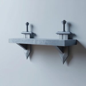 3D Printed Fantasy Sword Wall Shelf | Minimal Floating Ledge with Stylized Blade Supports | Modern Gaming Room and Medieval Decor Accent