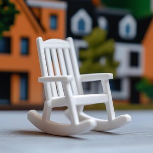 Miniature Rocking Chair | 3D Printed Dollhouse Furniture | 1:12 Scale Wooden-Style Rocker | Miniature Chair | DIY Dollhouse Decor Miniature