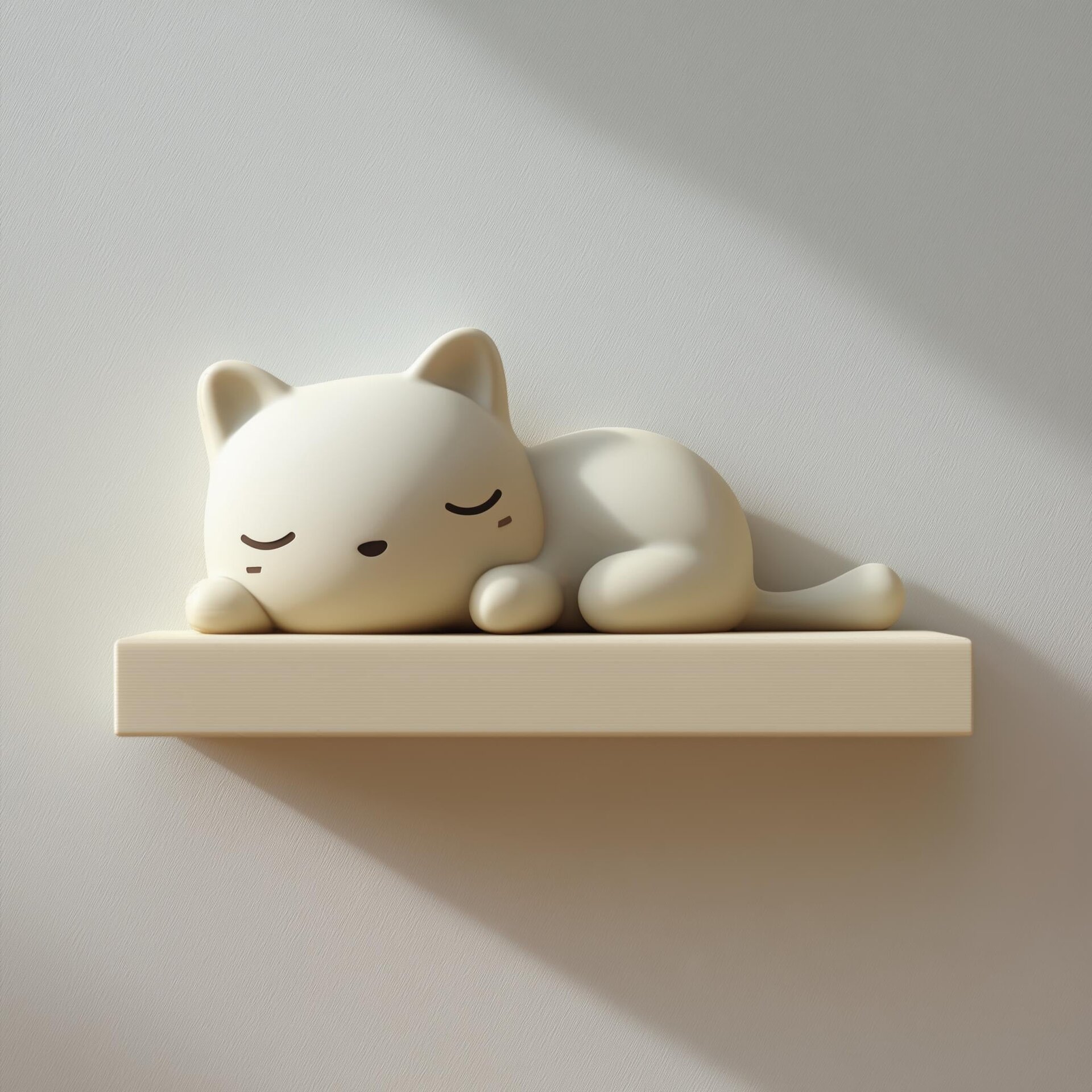 3D Printed Sleeping Cat Wall Shelf | Kawaii Floating Display Ledge | Cute Bedroom Nursery Cat Lover Wall Decor Accent