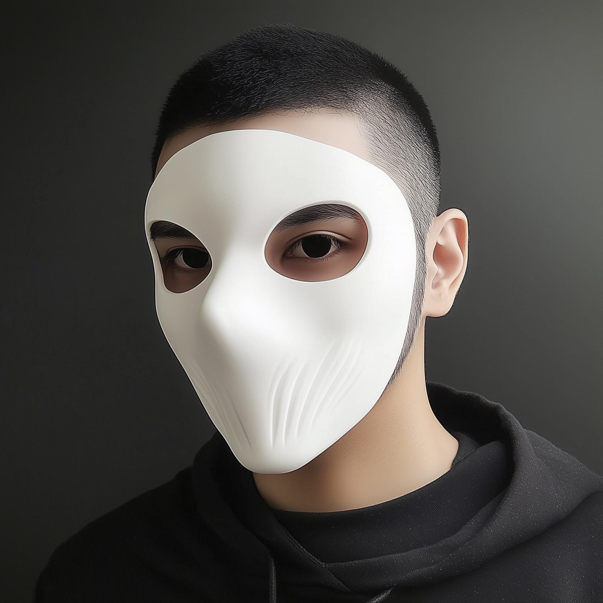White Matte Full Face Mask | 3D Printed Cosplay Mask | Modern Phantom Mask | Smooth Minimalist Mask for Halloween, Costume or Photoshoot