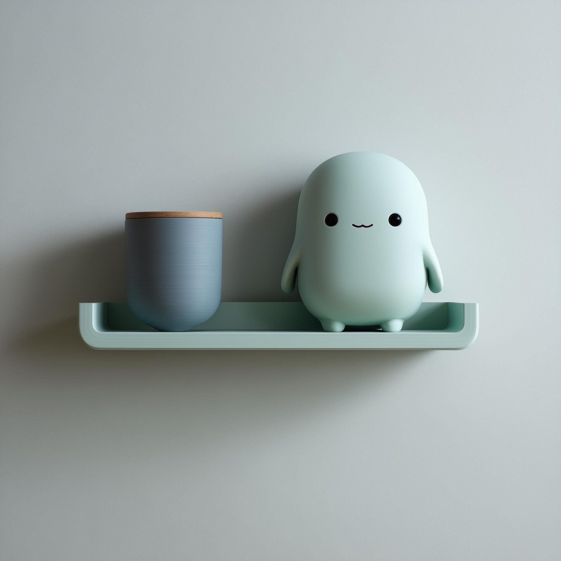 3D Printed Cozy Buddy Wall Shelf | Minimal Character Floating Ledge Display | Cute Room Decor Accent for Kids Rooms and Cozy Home Interiors
