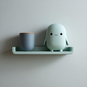 3D Printed Cozy Buddy Wall Shelf | Minimal Character Floating Ledge Display | Cute Room Decor Accent for Kids Rooms and Cozy Home Interiors