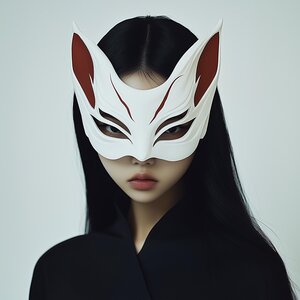 Japanese Fox Spirit Mask | Half Face Cosplay Mask | 3D Printed Samurai Warrior Mask | Anime Fox Mask | Theater Halloween Mask