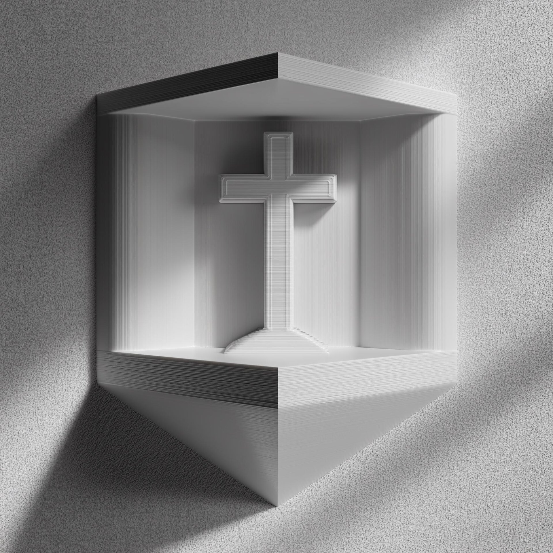 3D Printed Prayer Wall Shelf | Minimal Cross Niche Floating Shrine | Modern Home Prayer Decor Accent for Cozy Hallway and Living Room Decor