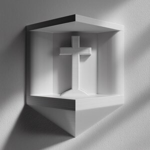 3D Printed Prayer Wall Shelf | Minimal Cross Niche Floating Shrine | Modern Home Prayer Decor Accent for Cozy Hallway and Living Room Decor