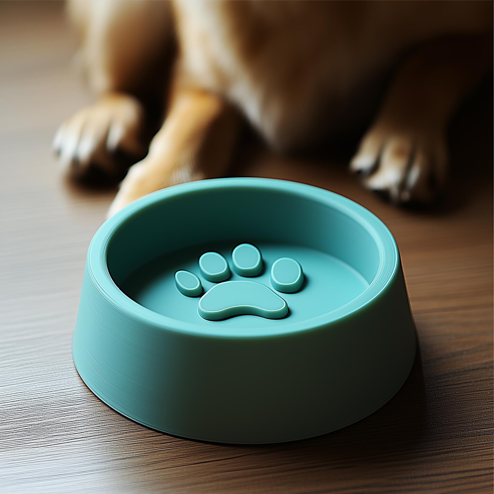 3D Printed Dog Bowl Modern Pet Food Dish | Raised Paw Print Dog Feeder Pet Bowl | Cute Puppy Water Bowl | Plastic Dog Feeding Bowl