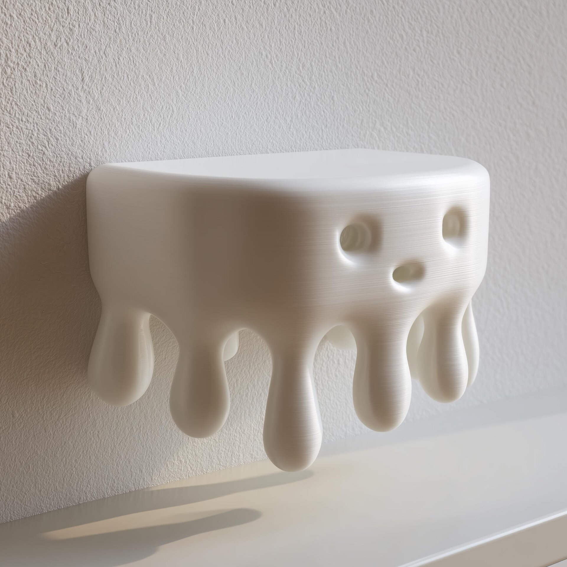 3D Printed Dripping Blob Wall Shelf | Minimal Character Floating Ledge | Playful Modern Room Decor Accent for Kids Rooms and Home Offices