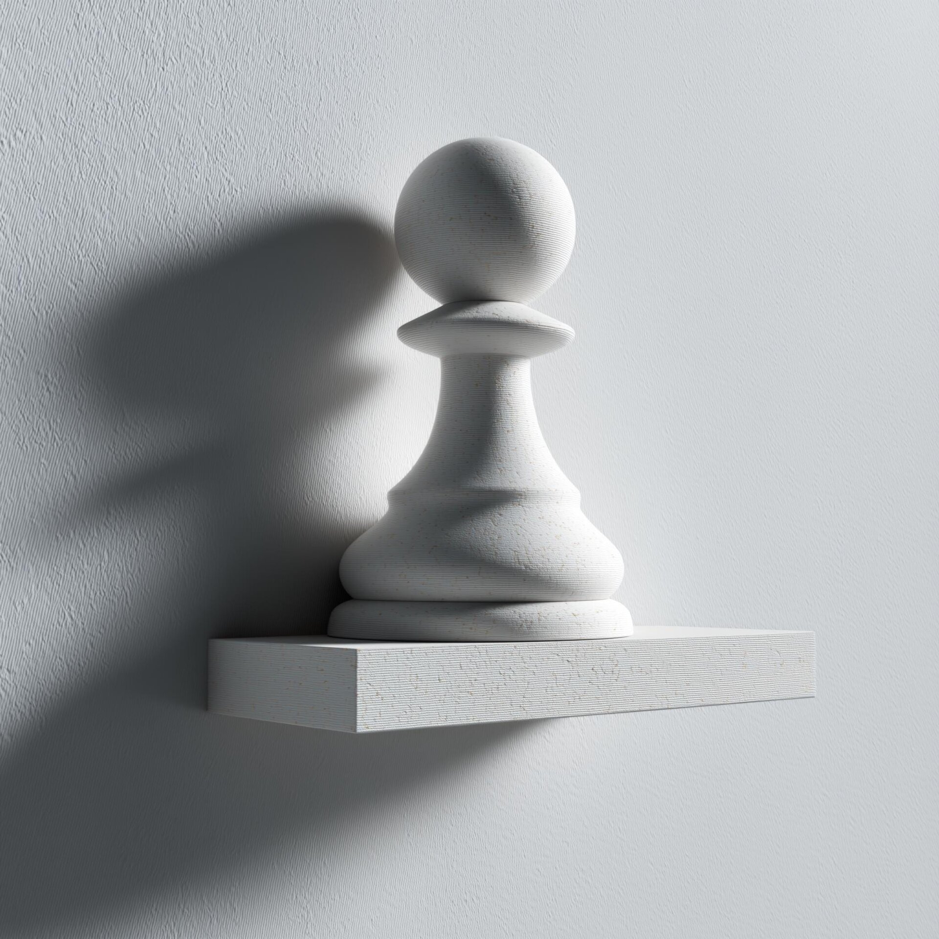 3D Printed Chess Pawn Wall Shelf | Minimal Floating Ledge Display | Modern Geeky Room Decor Accent for Game Rooms Offices and Libraries