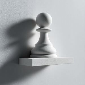 3D Printed Chess Pawn Wall Shelf | Minimal Floating Ledge Display | Modern Geeky Room Decor Accent for Game Rooms Offices and Libraries