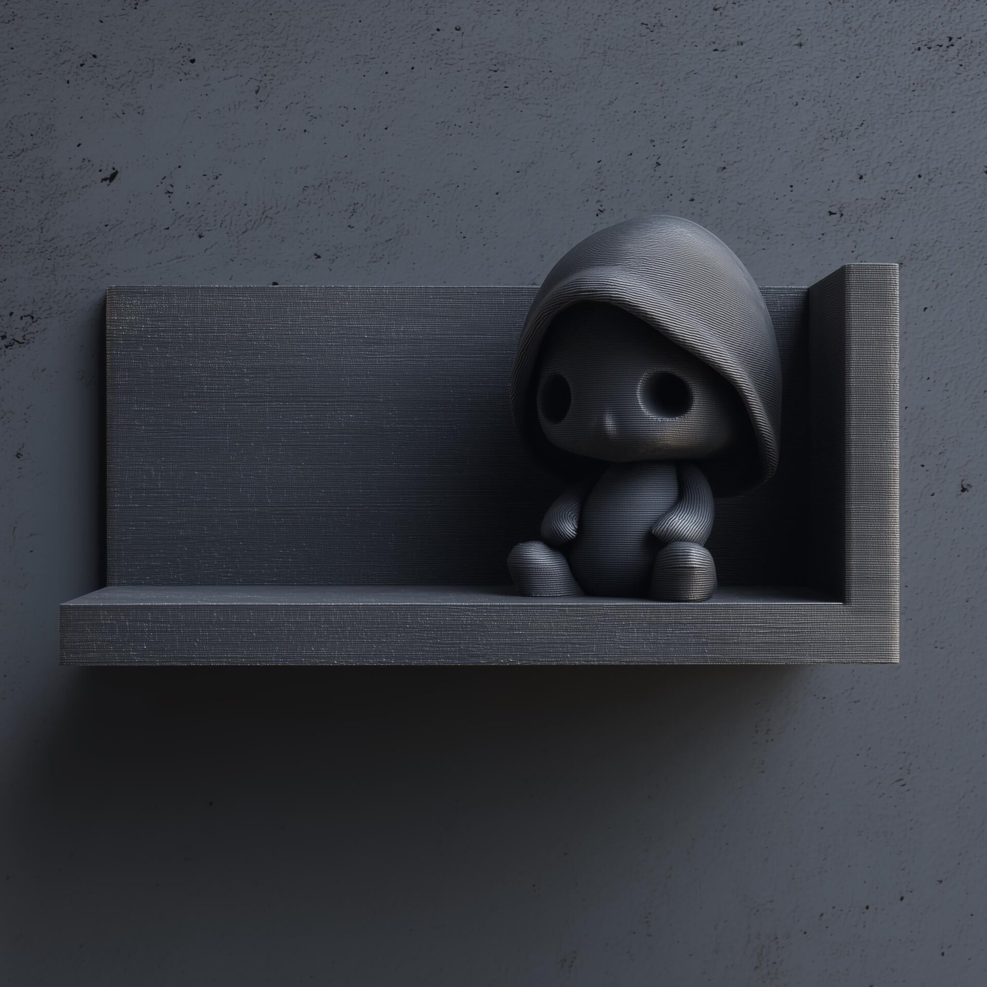 3D Printed Grim Hood Buddy Shelf | Dark Fantasy Floating Ledge Display | Cute Gothic Room Decor Accent for Cozy Bedroom Gaming Room Office