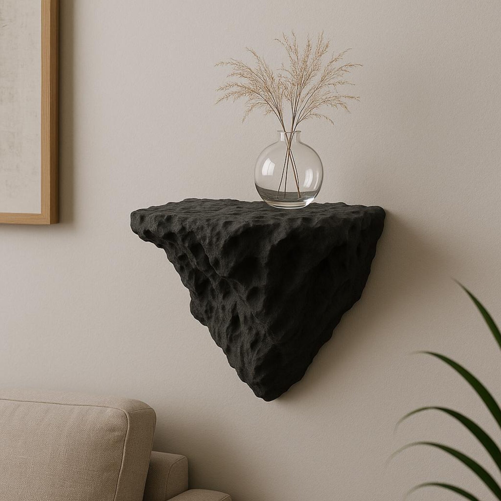 3D Printed Rock Wall Shelf | Geometric Floating Shelf | Black Sculptural Decor | Minimalist Home Accent | Gift for Design Lovers
