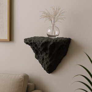3D Printed Rock Wall Shelf | Geometric Floating Shelf | Black Sculptural Decor | Minimalist Home Accent | Gift for Design Lovers