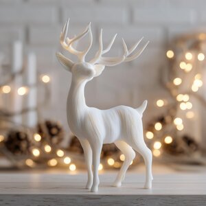 3D Printed Deer Sculpture | Minimalist Reindeer Figurine | Modern Holiday Home Decor | Contemporary 3D Printed Winter Decoration