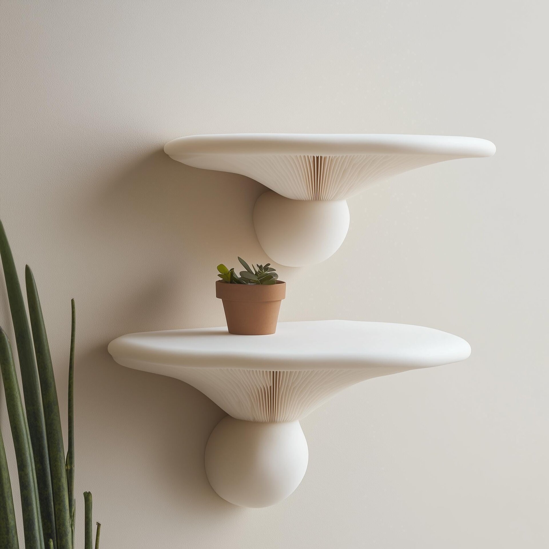 2x Mushroom Wall Shelves | Honey Mushroom Inspired 3D Printed Shelves | Sculptural Floating Shelf Pair | Minimalist Fungi Decor Wall Accent