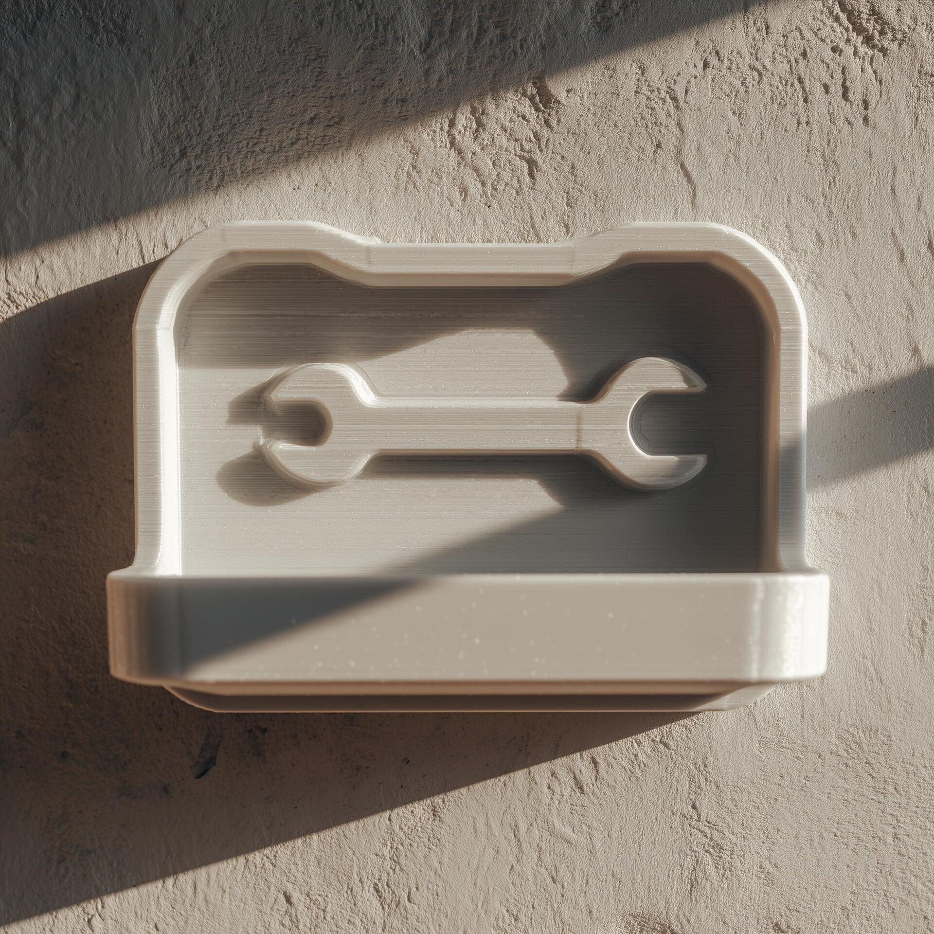 3D Printed Tool Wall Shelf | Minimal Garage Organizer Tray | Wrench Icon Floating Storage Ledge for Home Workshops and Utility Rooms Storage