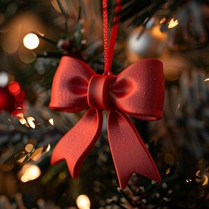 10x 3D Printed Bow Christmas Tree Baubles Ornaments | Modern Red Gift Bow Decoration | Minimal Holiday Accent for Cozy Modern Home Interiors