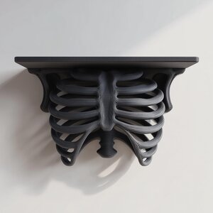 3D Printed Ribcage Wall Shelf | Gothic Spine Console Ledge | Dark Anatomical Horror Decor for Skulls, Candles, Crystals & Books Display