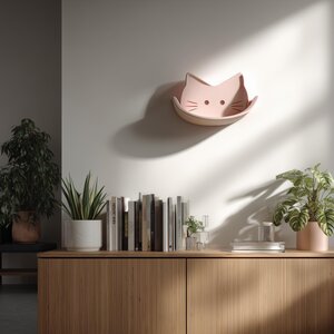 3D Printed Decorative Wall Shelf | Cat Face Wall Shelf | Modern Floating Shelf for Plants | Minimalist Home Accent | Unique Cat Wall Decor