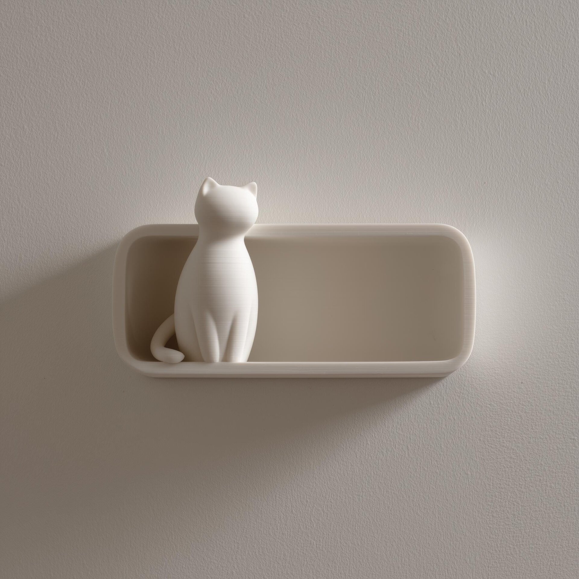 3D Printed Minimal Cat Wall Shelf | Sculptural Floating Ledge Display | Modern Wall Decor Accent for Books Plants and Cozy Home Interiors