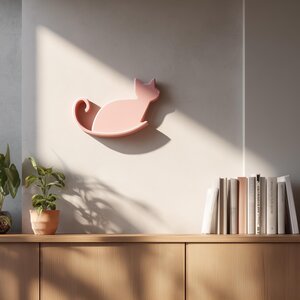 3D Printed Decorative Wall Shelf | Cat Wall Shelf | Modern Floating Shelf for Plants | Minimalist Home Accent | Unique Cat Wall Decor
