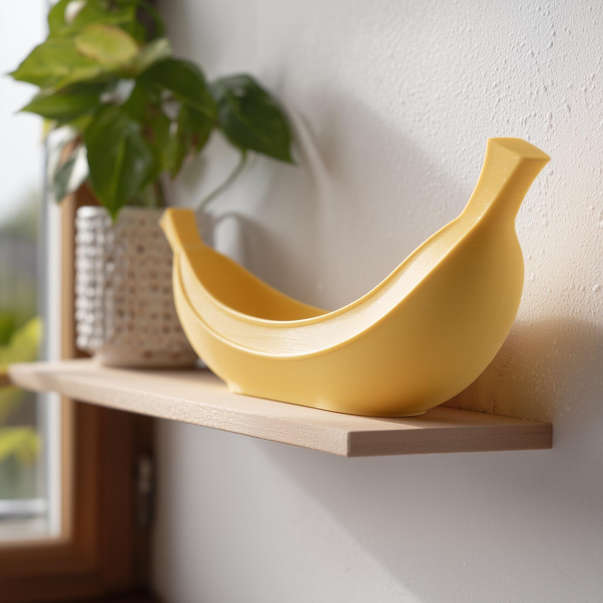 3D Printed Banana Boat Bowl | Modern Yellow Candy Dish and Key Tray Organizer for Kitchen Shelf, Entryway Console or Playful Home Decor