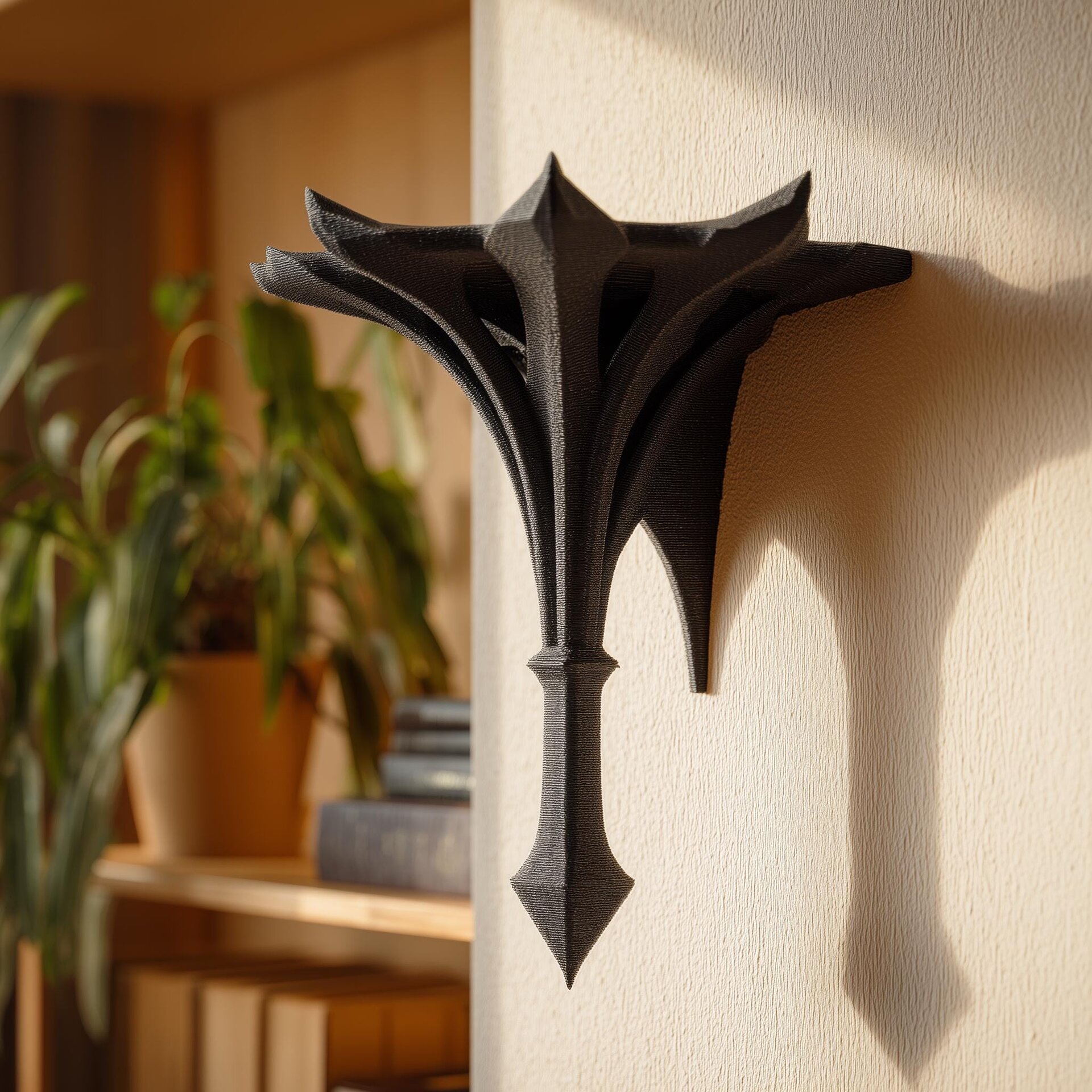 3D Printed Gothic Wall Shelf Bracket | Fantasy Spire Floating Wall Decor | Dark Minimal Display Ledge for Books, Candles and Collectibles