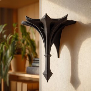 3D Printed Gothic Wall Shelf Bracket | Fantasy Spire Floating Wall Decor | Dark Minimal Display Ledge for Books, Candles and Collectibles