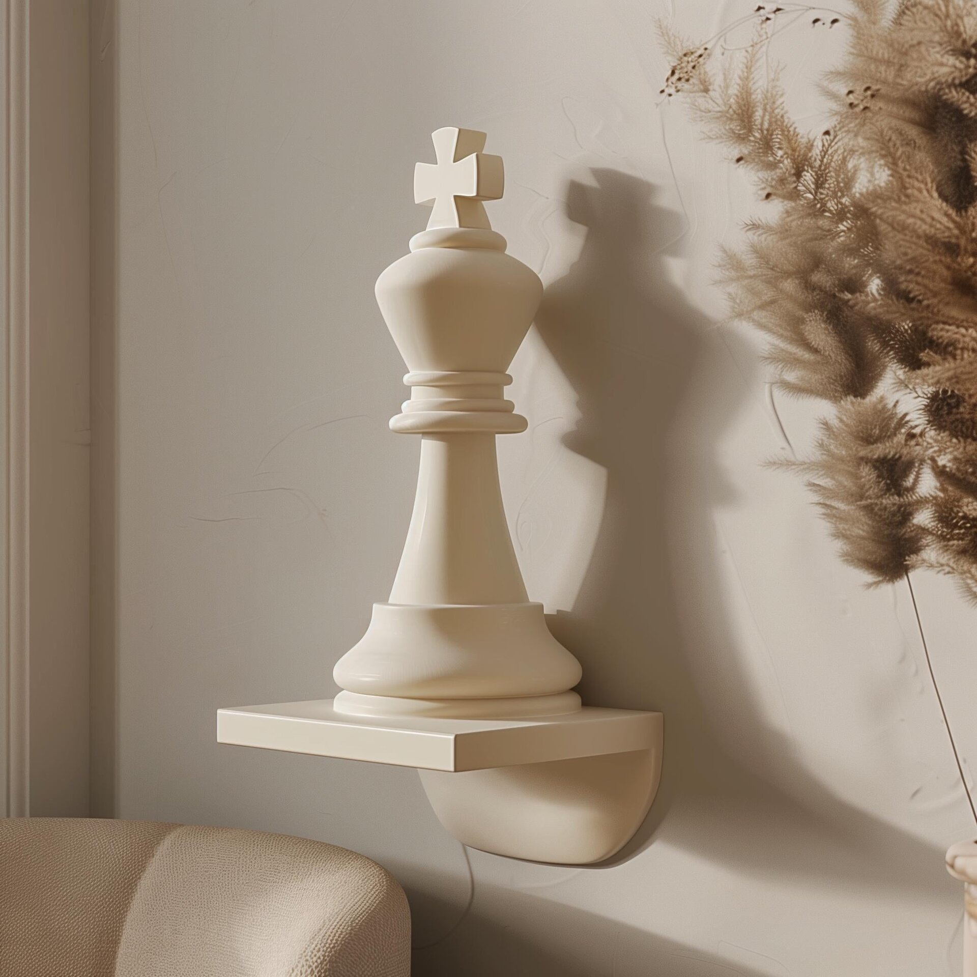 3D Printed King Chess Piece Wall Decor | Modern Minimalist Chess Inspired Design | Unique 3D Printed Art for Contemporary Home Interiors