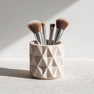 Makeup Brush Holder | Geometric Desk Organizer | 3D Printed Pen Cup | Minimalist Vase | Original Gift for Her | Modern Vanity Decor