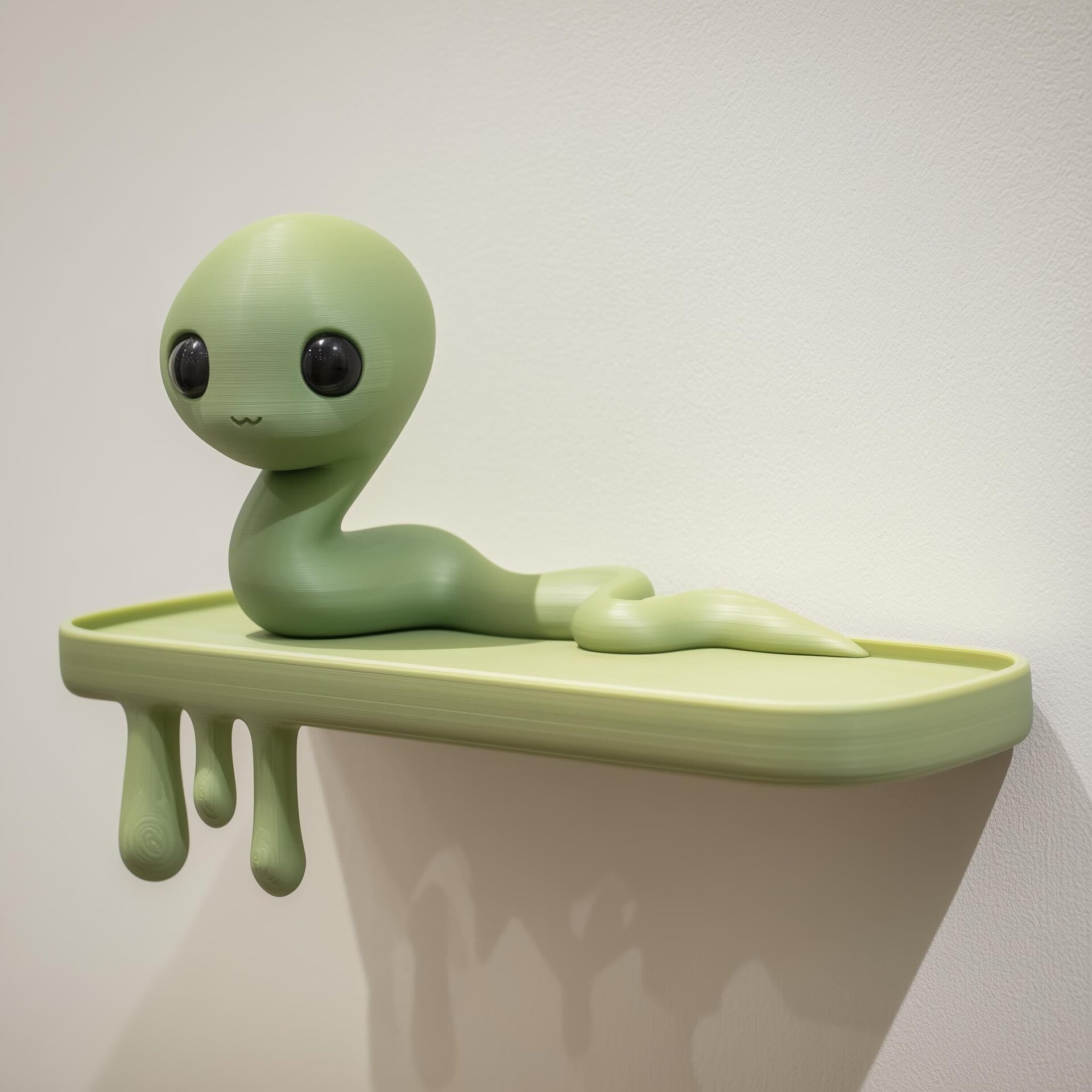 3D Printed Snake Creature Wall Shelf | Minimal Character Dripping Floating Ledge | Playful Room Decor Accent for Kids Rooms and Cozy Homes