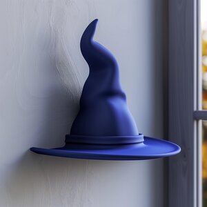 3D Printed Wizard Hat Wall Shelf | Magical Floating Witch Hat Decor | Unique Minimalist Wall Accent for Modern Home Interiors and Offices