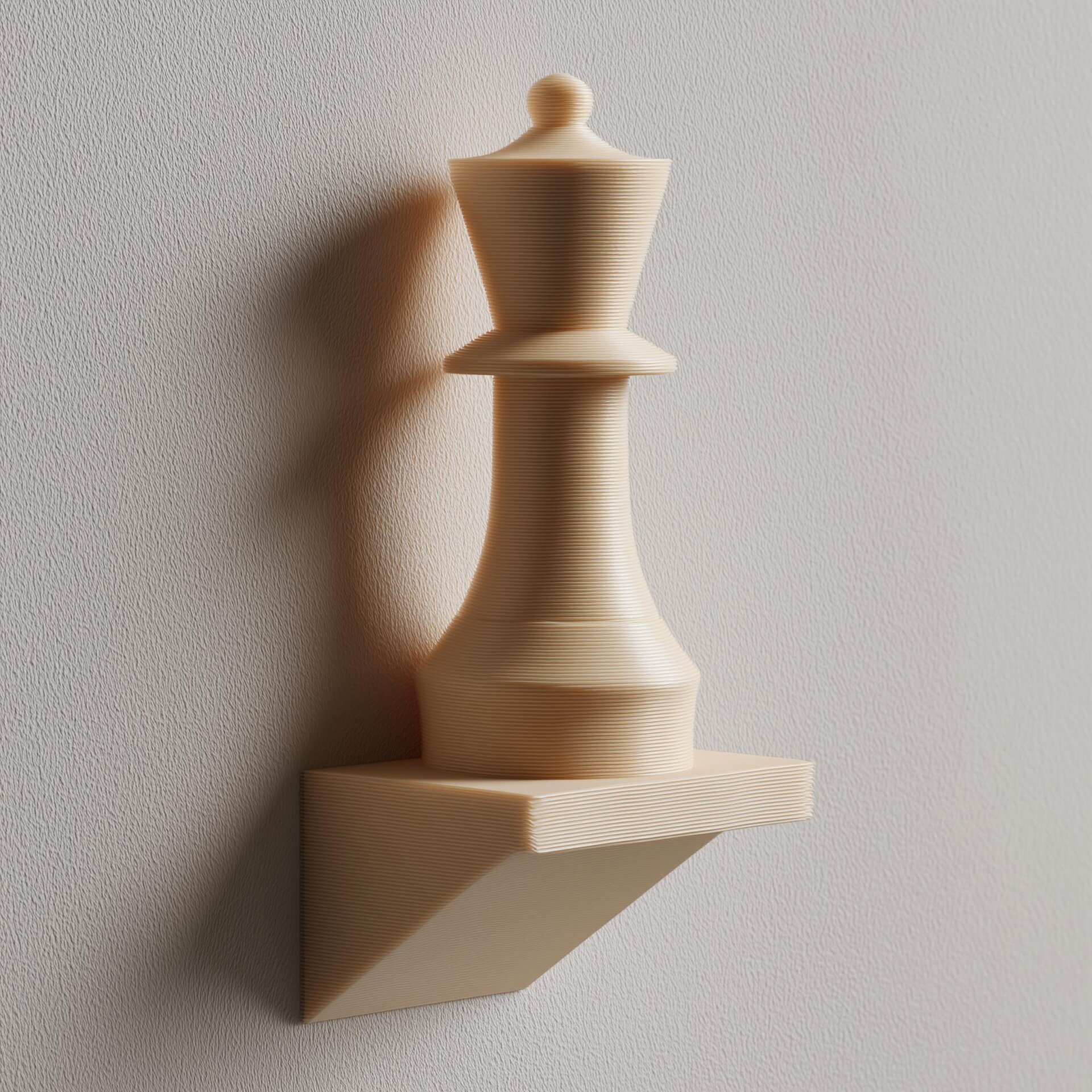 3D Printed Chess Piece Wall Decor | Minimal Queen Inspired Sculpture Ledge | Modern Game Room Display Accent | Office and Living Room Art