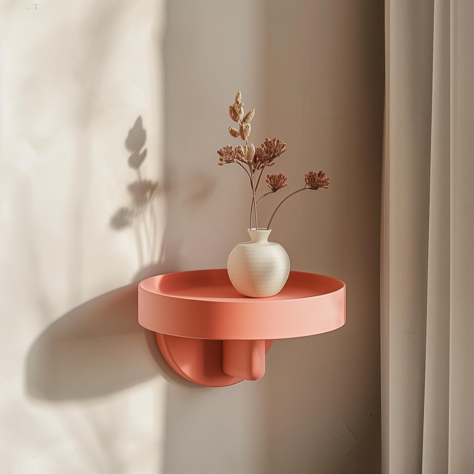 3D Printed Round Wall Shelf | Modern Minimalist Floating Shelf with Circular Design | Contemporary Wall Decor for Stylish Home Interiors