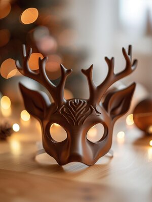 3D Printed Deer Mask | Elegant Animal Face Sculpture | Unique Christmas Cosplay Accessory | Modern Holiday Costume and Art Decor