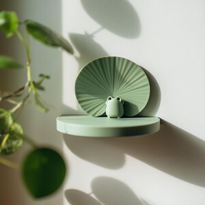 3D Printed Frog Wall Shelf | Minimalist Lily Pad Inspired Floating Ledge | Cute Modern Wall Decor Accent for Cozy Relaxed Home Interiors