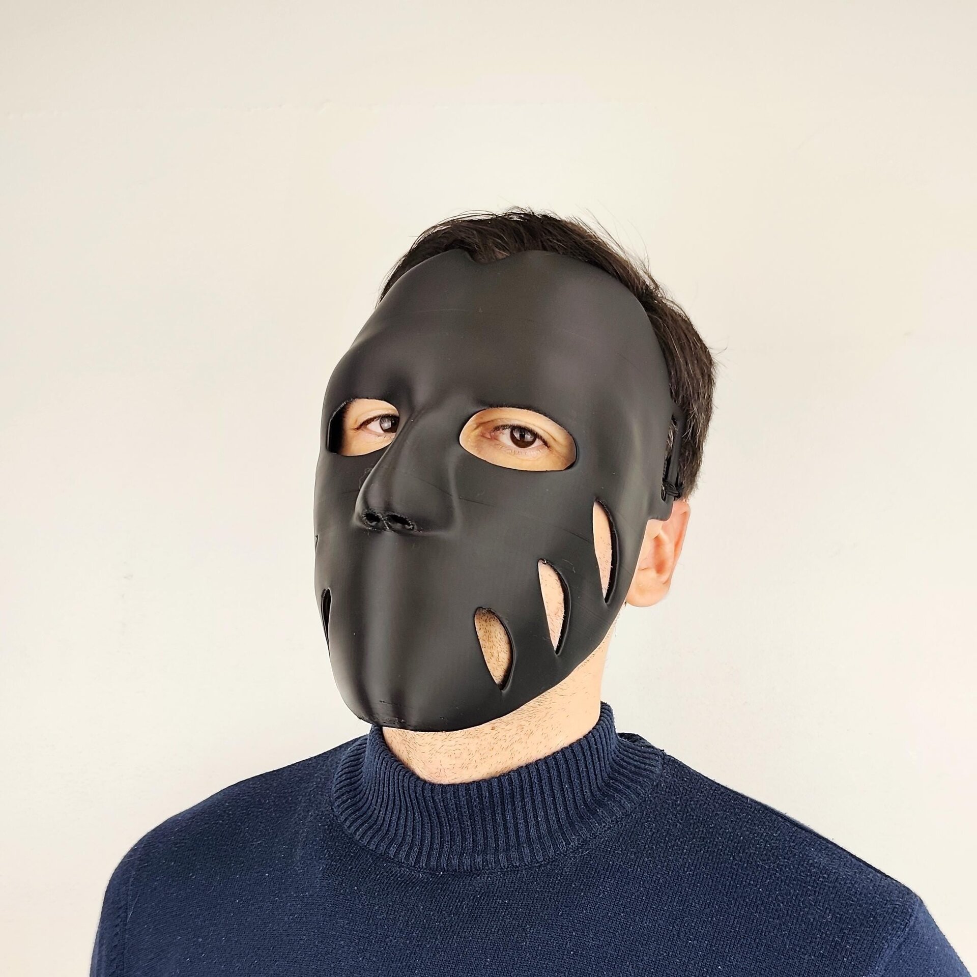 Black 3D Printed Face Mask | Lightweight Cosplay Mask | Horror Costume Mask | Halloween Accessory | Unique Gift for Him or Her