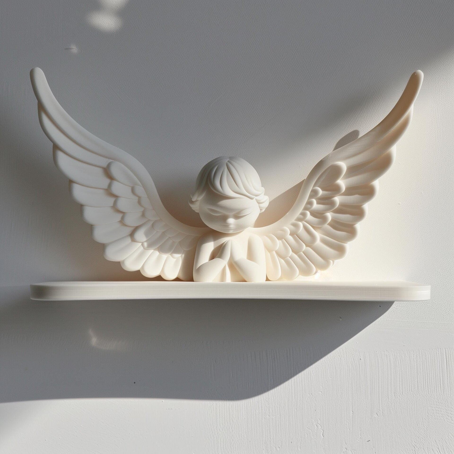 3D Printed Angel Wall Shelf | Modern Minimalist Angel Wings Decor | Unique 3D Printed Floating Wall Ledge for Cozy Contemporary Interiors