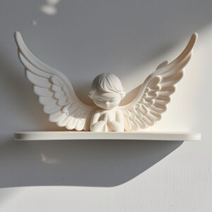 3D Printed Angel Wall Shelf | Modern Minimalist Angel Wings Decor | Unique 3D Printed Floating Wall Ledge for Cozy Contemporary Interiors